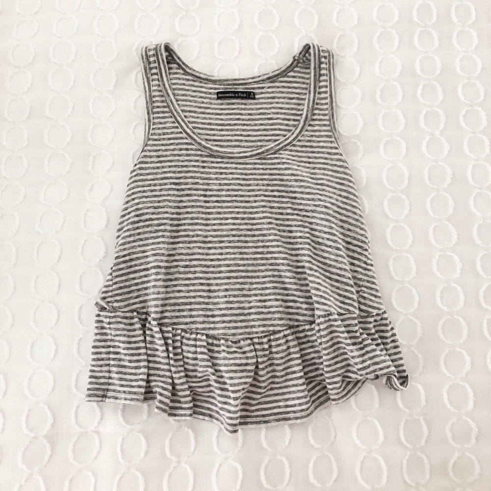 Grey/white peplum tank size small